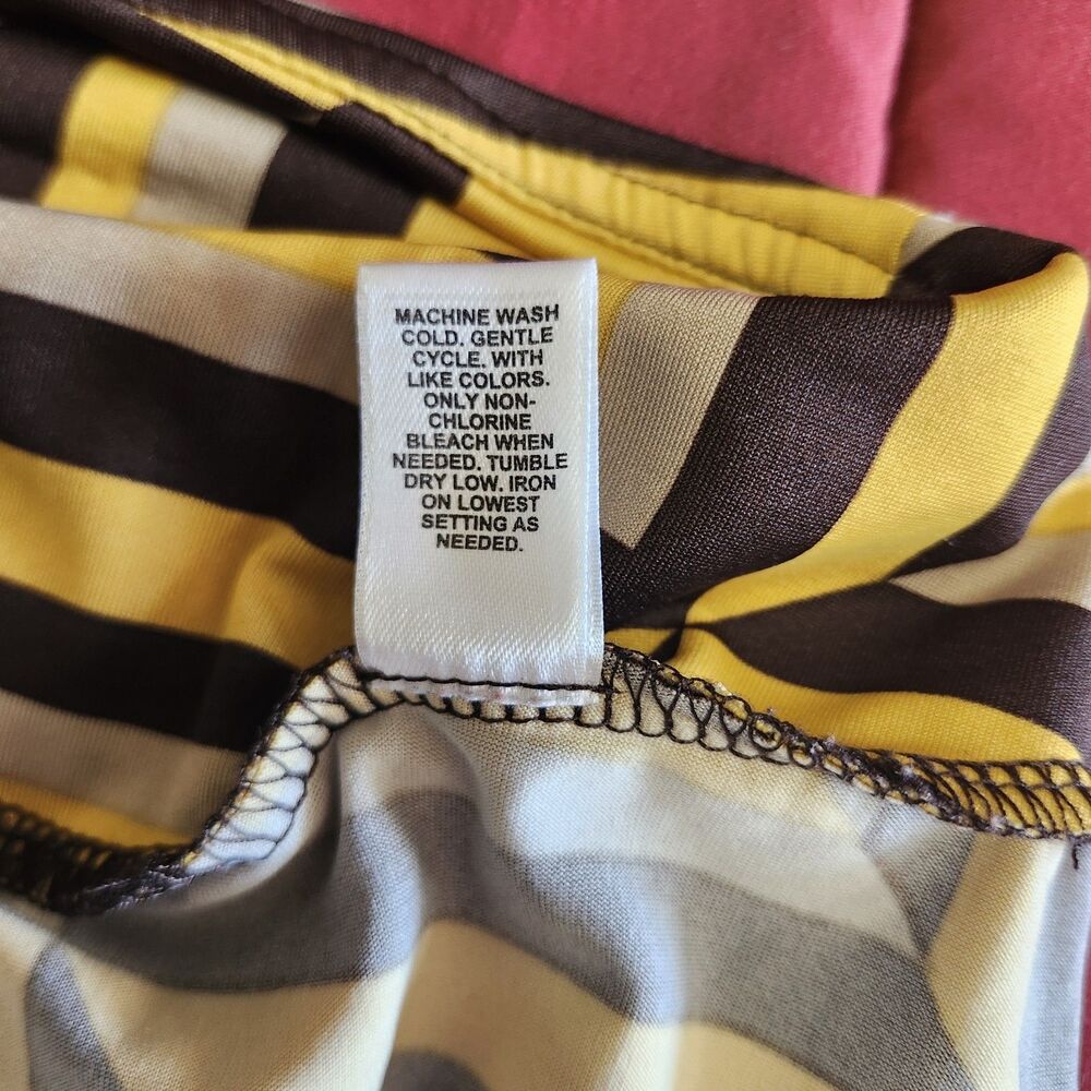 Cato 18/20W Geometric 70s Print Midi Skirt Yellow Black Pull On Stretch - Picture 8 of 8